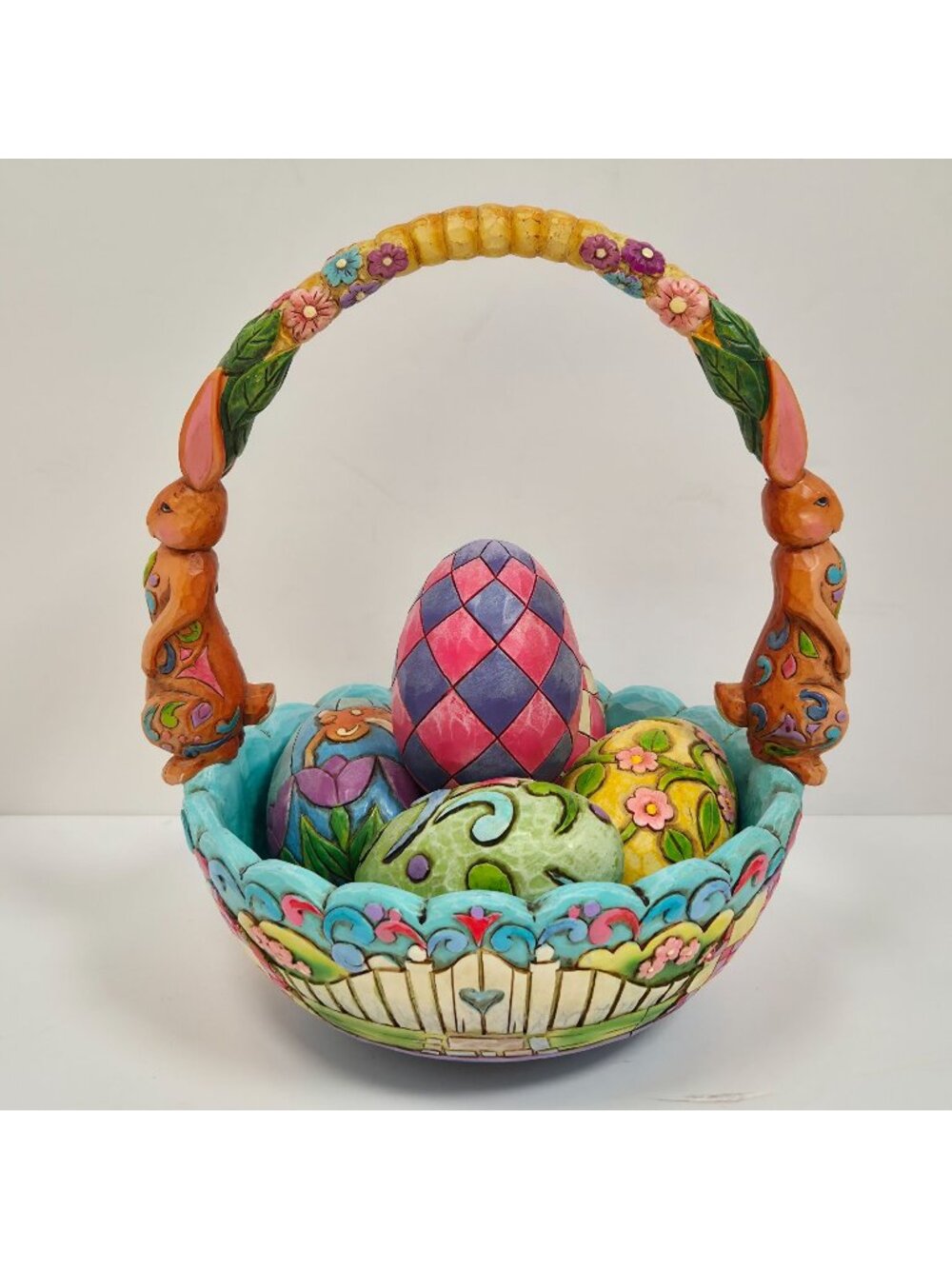 Jim Shore Hunting Eggs Finding Joy Easter Basket With 5 Eggs 4007945 2006